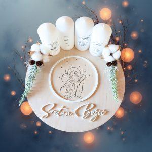 Drveni adventski vijenac Mayolis s modernim dizajnom – elegantna božićna dekoracija za stol ili dom